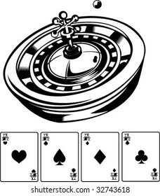 roulette wheel and Cards