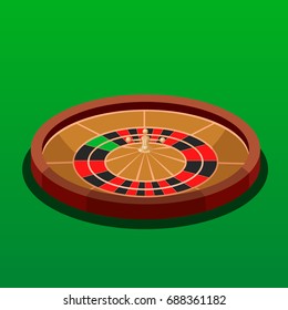Roulette wheel casino game isometric style colorful vector illustration