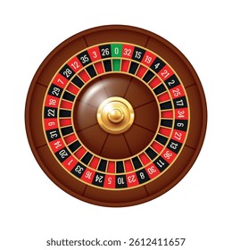 Roulette wheel. Casino roulette wheel. Vector 3d clipart isolated on white background.