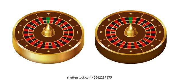 Roda de roleta. Roda de roleta Casino. Clipart 3d vetorial isolado no fundo branco.