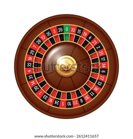 Roulette wheel. Casino roulette wheel. Vector 3d clipart isolated on white background.