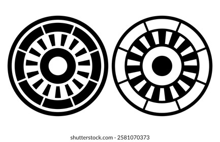 Roulette wheel. Casino roulette wheel. Vector black icon isolated on white background.