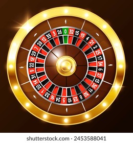 Roulette wheel. Casino roulette wheel. Vector clipart isolated on dark background.