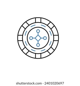 icono de línea de concepto de rueda de ruleta. Ilustración de elemento simple. diseño de símbolos de contorno de concepto de rueda de ruleta.