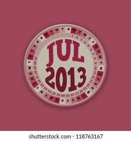 Roulette Wheel Design 2013 Calendar July Vector