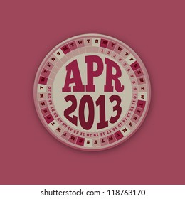 Roulette Wheel Design 2013 Calendar April Vector