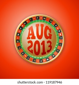 Roulette Wheel Design 2013 Calendar August Vector