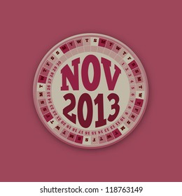 Roulette Wheel Design 2013 November Calendar Vector