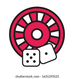 roulette wheel with dices casino vector illustration design