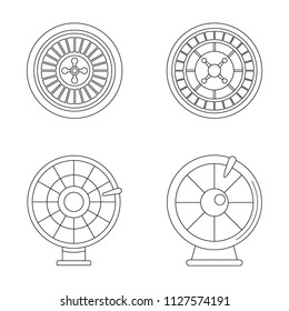 Roulette wheel fortune icons set. Outline illustration of 4 roulette wheel fortune vector icons for web