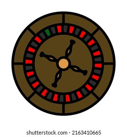 Icono de rueda de ruleta. Contorno de negrita editable con diseño de relleno de color. Ilustración vectorial.