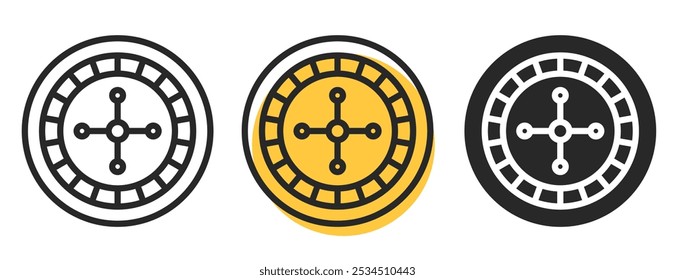 Roulette wheel. Icon set. Vector clipart isolated on white background.