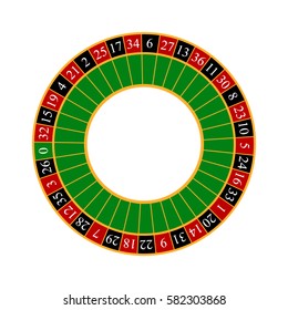Roulette wheel isolated on black background. Vector illustration, eps 8.