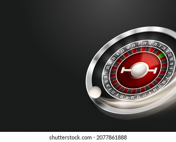 Roulette-Rad mit Lichteffekt auf schwarzem Streifenmuster-Hintergrund.