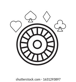 roulette wheel and poker figures casino vector illustration design