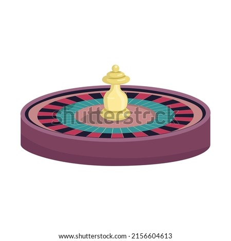 Roulette wheel semi flat color vector element. Full sized object on white. Wager on odd and even numbers. Gambling simple cartoon style illustration for web graphic design and animation