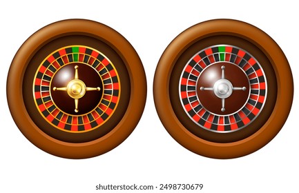Roulette wheel set. Vector clipart isolated on white background.
