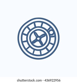 Roulette wheel vector sketch icon isolated on background. Hand drawn Roulette wheel icon. Roulette wheel sketch icon for infographic, website or app.