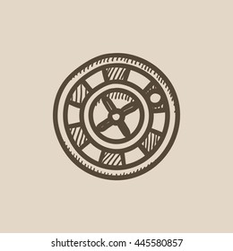 Icono de esbozo del vector de la rueda de ruleta aislado en el fondo. Icono de rueda de ruleta dibujado a mano. Icono de esbozo de la rueda de ruleta para infografía, sitio web o aplicación.