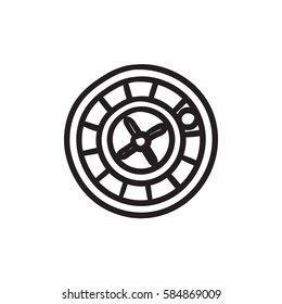 Roulette wheel vector sketch icon isolated on background. Hand drawn Roulette wheel icon. Roulette wheel sketch icon for infographic, website or app.