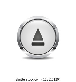 Round 3d button with metal frame eject icon vector image. Multi media icon button symbol vector design