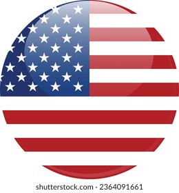 Round 3D Button National Flag of America | US Flag Background