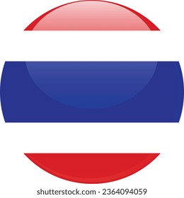 Bandera nacional de botón 3d redonda del vector tailandés