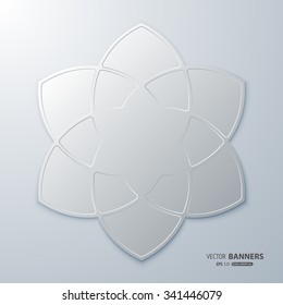 Round 3d chrome hexagon infographic shape with arabesque design