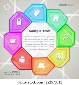 Round 3D colorful infographic consecutive elements