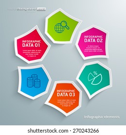 Round 3d hexagon infographic shape template