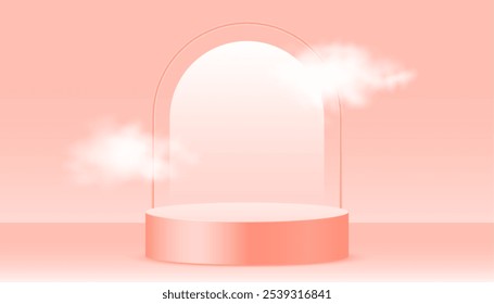 round 3d podium platform background for product presentation with smoke effect vector