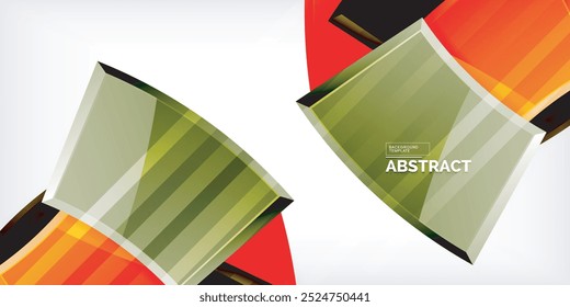 Round 3d shapes, plates background. Creative composition design template