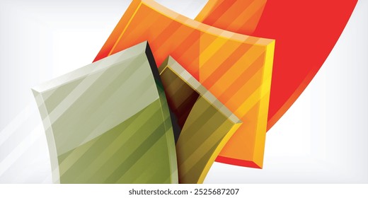 Round 3d shapes, plates background. Creative composition design template