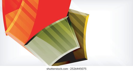 Round 3d shapes, plates background. Creative composition design template