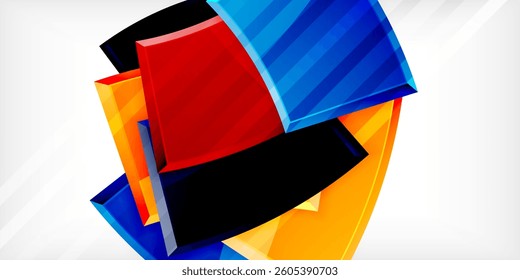 Round 3d shapes, plates background. Creative composition design template