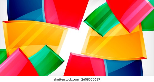 Round 3d shapes, plates background. Creative composition design template