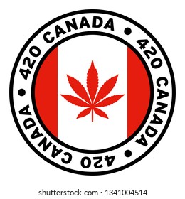 Round 420 Canada Marijuana Flag Clipart 2