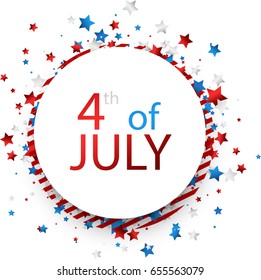 Round 4th of July USA Independence Day background. Vector paper illustration.