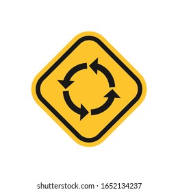 round about traffic sign. round about ahead vector sign.