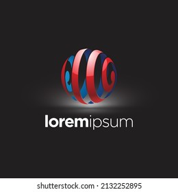 round abstract 3d logo modern