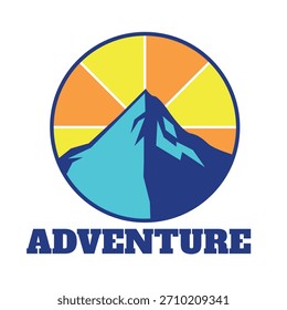 Diseño de logotipo de montaña azul Abstractas redondo
