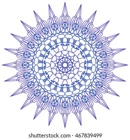 Round abstract circle decorative blue color Mandala.