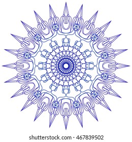 Round abstract circle decorative blue color Mandala.