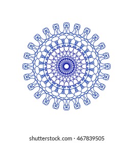 Round abstract circle decorative blue color Mandala.