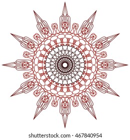 Round abstract circle decorative brown colored Mandala.