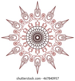 Round abstract circle decorative brown colored Mandala.