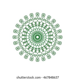 Round abstract circle decorative green colored Mandala.