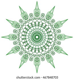 Round abstract circle decorative green colored Mandala.