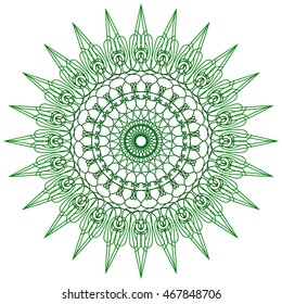 Round abstract circle decorative green colored Mandala.