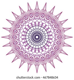 Round abstract circle decorative purple colored Mandala.